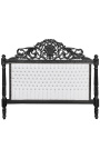 Baroková posteľová hlavička biela kožená a čierne lakované drevo
