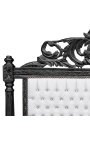 Lit Baroque tissu simili cuir blanc avec strass et bois noir