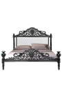 Baročno posteljno blago iz umetnega usnja v beli barvi z kamenčki in črnim lakiranim lesom