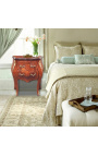 Marquetry bedside dresser 2 drawers with gilded bronzes
