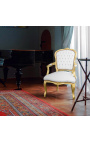Poltrone barocco di Louis XV stile pelle bianca con strass e legno dorato - 4