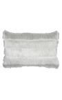 White rectangular cushion with fringes 40 x 60