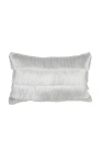 Coussin rectangulaire blanc à franges 30 x 50