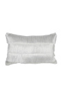 Valkoinen suorakaiteen muotoinen tyyny hapsuilla 30 x 50