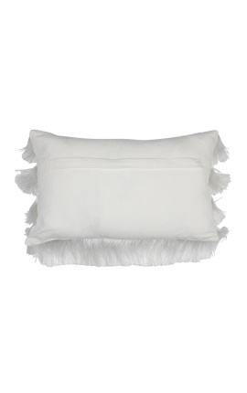 White rectangular cushion with fringes 30 x 50