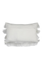 Coussin rectangulaire blanc à franges 30 x 50