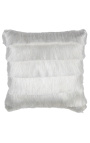 White square cushion with fringes 45 x 45