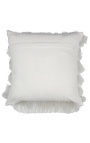 White square cushion with fringes 45 x 45