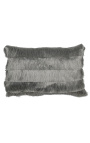 Silver rectangular cushion with fringes 40 x 60