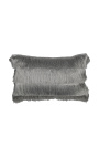 Silver rectangular cushion with fringes 30 x 50