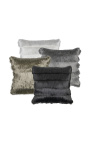 Silver square cushion with fringes 45 x 45