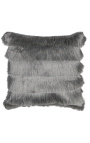 Silver square cushion with fringes 45 x 45