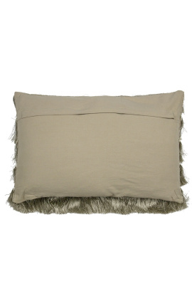 Coussin rectangulaire doré à franges 40 x 60