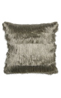 Golden square cushion with fringes 45 x 45