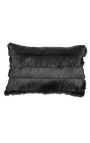 Black rectangular cushion with fringes 40 x 60
