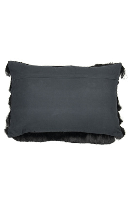 Black rectangular cushion with fringes 40 x 60