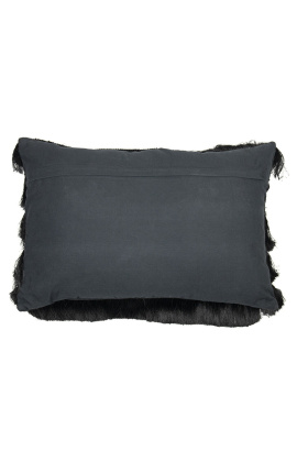 Czarna prostokątna poduszka z frędzlami 40 x 60