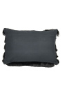 Black rectangular cushion with fringes 40 x 60