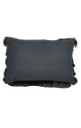 Coussin rectangulaire noir à franges 40 x 60