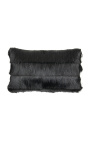 Black rectangular cushion with fringes 30 x 50