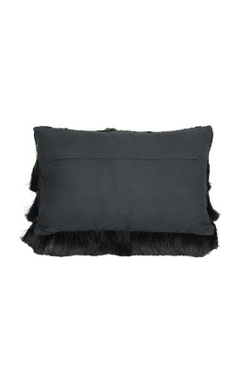 Black rectangular cushion with fringes 30 x 50