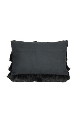 Coussin rectangulaire noir à franges 30 x 50