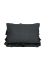 Black rectangular cushion with fringes 30 x 50