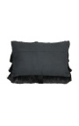 Coussin rectangulaire noir à franges 30 x 50