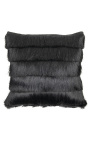 Black square cushion with fringes 45 x 45