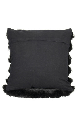 Coussin carré noir à franges 45 x 45