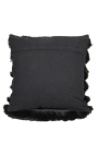 Black square cushion with fringes 45 x 45