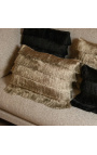 Black rectangular cushion with fringes 30 x 50