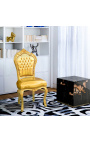 Καρέκλα σε στυλ μπαρόκ ροκοκό χρυσή δερματίνη και χρυσό ξύλο