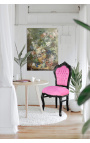 Stolica u baroknom rokoko stilu ružičasti baršun i crno drvo