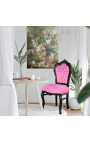 Barock stol i rokokostil rosa sammet och svart trä