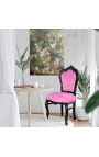 Baroque rococo style chair pink velvet and black wood