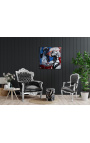 Fauteuil barok Louis XV-stijl zwart kunstleer en zilverkleurig hout