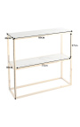 Zephyr Console in golden steel and glass top imitation white marble 80 cm