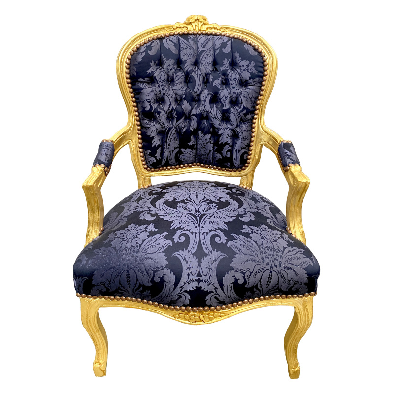 Poltrone Louis XV tessuti blu e 