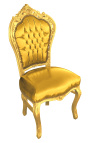 Stuhl im Barock-Rokoko-Stil aus goldenem Kunstleder und goldenem Holz