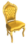 Chaise de style Baroque Rococo simili cuir doré et bois doré