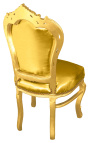 Stuhl im Barock-Rokoko-Stil aus goldenem Kunstleder und goldenem Holz