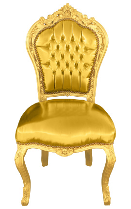 Barocker Rokoko-Stuhl aus goldenem Kunstleder und goldenem Holz