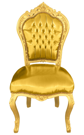 Silla de estilo rococo barroco piel de oro y madera de oro