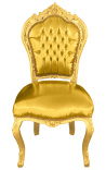 Chaise de style Baroque Rococo simili cuir doré et bois doré
