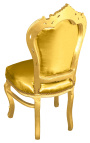 Бароков стол в рококо стил златисто изкуствена кожа и златно дърво