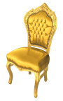 Chaise de style Baroque Rococo simili cuir doré et bois doré