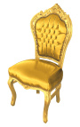 Baroková stolička v rokokovom štýle zlatá koženka a zlaté drevo
