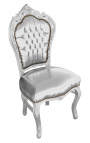 Baroque rococo style chair false skin silver leather and silver wood