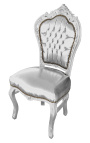 Barokkityylinen rokokootyylinen tuoli tekonahka hopeanahkaa ja hopeapuuta